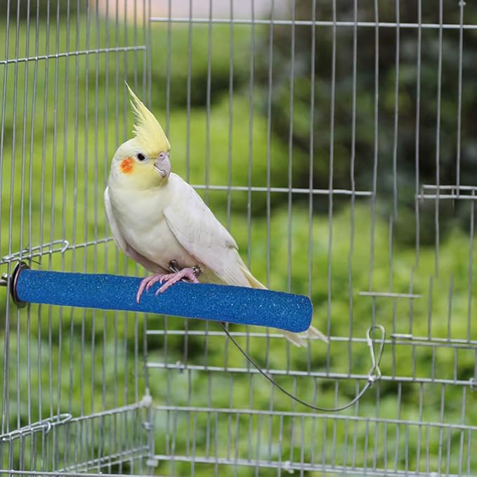 Hamiledyi 8 PCS Bird Perch Stand Toy Wood Parrot Paw Grinding Stick Perch Stand Platform Parakeet Cage Accessories Exercise Toys for Budgies Cockatiel Conure
