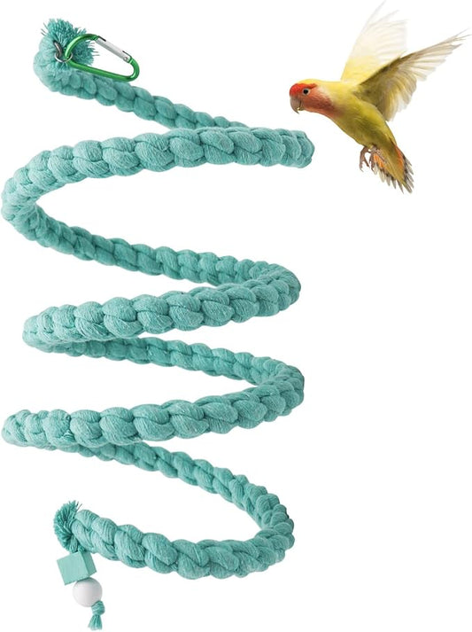 Dnoifne 59 Inch Spiral Rope Perch, Bird Cage Stand Pole Accessory, Climbing Toy for Parrot, Parakeet, Budgie, Lovebird, Cockatiel (59"/1.5 M)