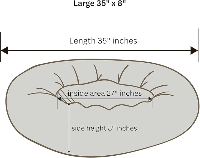 Organic Cotton Canvas Dog Bed: Removable Cover, Natural Fill - Made in USA (Dark Brown, Large 35" x 8" inches)