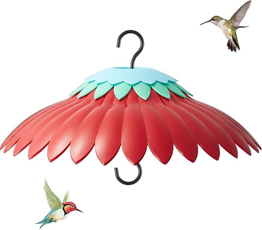Squirrel Baffle for Hanging Bird Feeder Rain Cover for Outside Weather Guard Protect Feed from Sun Blue Dome Attract Hummingbirds, Moat Proof, Easy to Clean-14inch(Red)