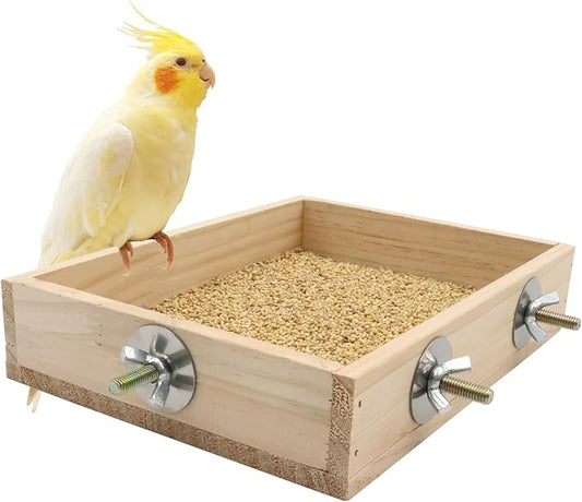 Bird Cage Accessories, Wooden Food Dish for Small to Medium Birds, Bird Feeder for Cage, Bird Food Bowl for Budgie, Cockatiel, Lovebird, Conure, Parakeet, Canary, Kakariki