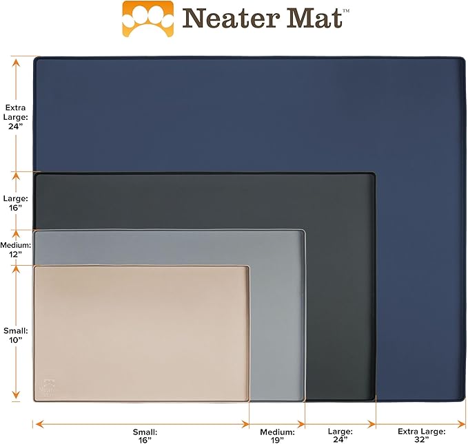 Neater Pet Brands Neater Mat Pet Mats for Food and Water, Cat & Dog Bowl Mat Waterproof Silicone, Feeding Tray, Dog Food Mats for Floors, Placemat w/Raised Edge for Under Bowls, 19” x 12”, Cream