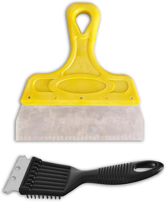 QMARK Birds Cage Cleaner, Pigeon Droppings Scraper, Parrot Pet Cage Cleaner, Stainless Steel Bird Droppings Cleaning Scraper with Brush