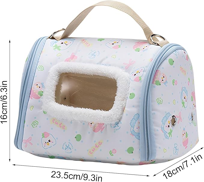 Portable Bird Travel Carrier, Clear Viewing Window Design, 23.5x18x16cm, Warm Parrot Transport Bag with Window, Secure Pet Carry Case, Lightweight and Portable, for Outdoor Hiking Camping Use