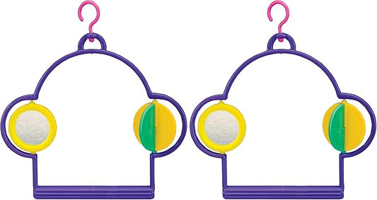 PENN-PLAX Bird Swing with Mirror and Spinner Toy – Attaches to Wire Birdcages – Great for Parakeets, Finches, and Other Small Birds – Multicolor (Pack of 2)