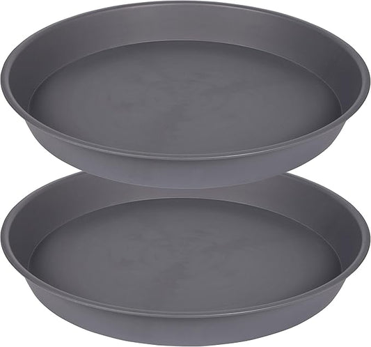 2 Pack of 8 inch Plant Saucer Clear, Heavy Duty Plastic Plant Water Tray 8 inch Round, Flower Plant Saucers for Indoors No Holes, Plant Dishes Saucer for Planter 7"/8" (8", Cement)