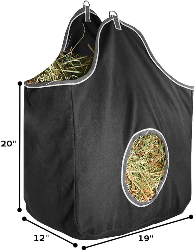 Derby Originals Large 24 OZ Canvas Horse Hay Bag 2 Sided Combo Design X Wide Gusset and 6 Month Warranty