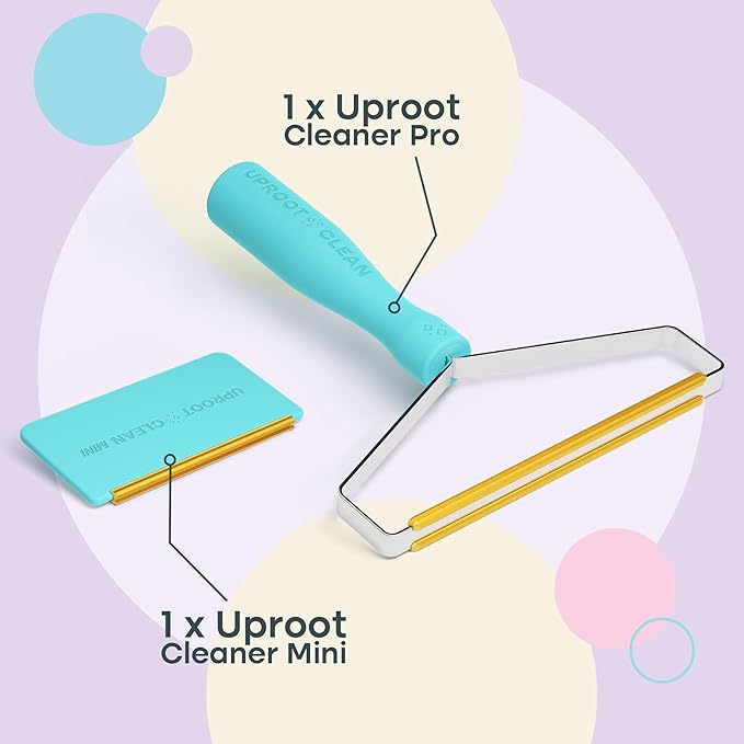 Uproot Cleaner Pro Pet Hair Remover & Mini - Pet Hair Removal Tool Multi Fabric Edge & Carpet Scraper - Cat for Couch, Cat Towers, Car Detailing The Furry-Situation Survival Kit
