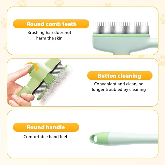 Pet Hair Removal Comb, 2025 New Flea Comb, Multifunctional Grooming Brush for Home Use, Portable Shedding Brush for Pet Owners (Blue+Green)