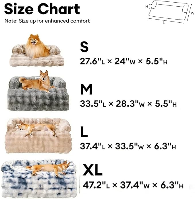 Dream Cloud Pet Sofa Bed for Dogs Cats, 2026 Washable Removable Calming Fluffy Plush Mat for Furniture Protector, Long Fur Non-Slip, for Small/Medium/Large Home Pets (Light Grey, M: 33.5 * 28.3IN)