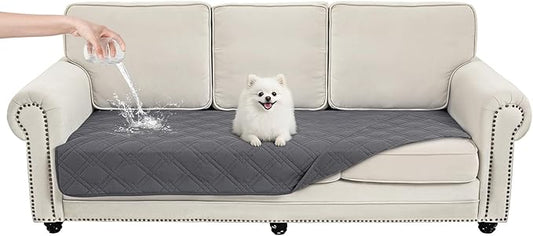 100% Waterproof Dog Couch Protector, Triple-Layer Waterproof Dog Bed Cover Pet Blanket Reversible 2-Tone Sofa Shield, Non-Slip Furniture Guard for Pets(35×71 Inch, Gray+Gray)