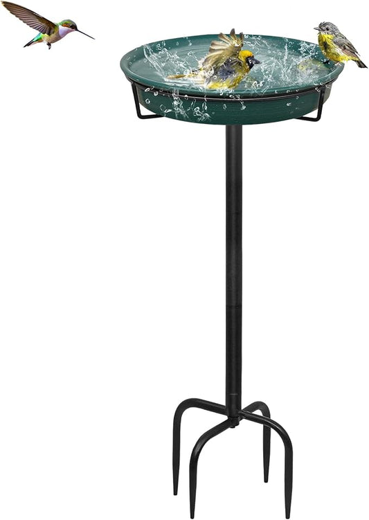 35.5In Freestanding Birdbaths Bowl Outdoor, Standing Garden Bird Bath Bird Feeder Bowl with Metal Stake, Detachable Decoration Spa Birdfeeder for Garden Patio Yard Lawn, 4 Spiky Feet (D)