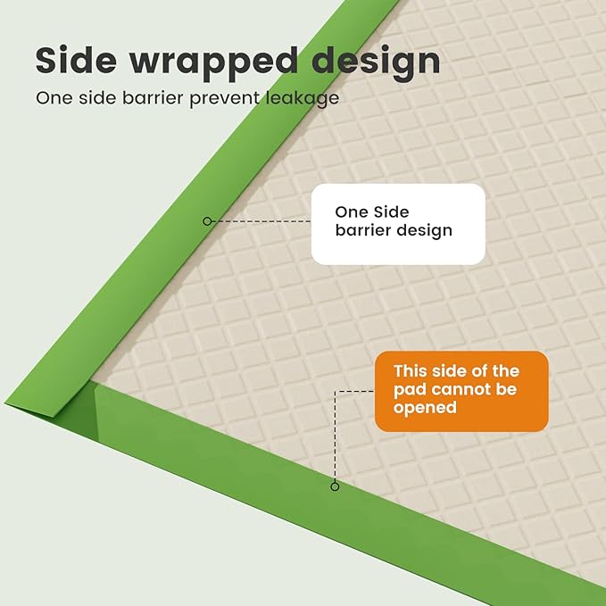 Gardner Pet Dog Pee Pads Extra Large 28"x34", XL Thicker ECO Green Disposable Puppy Training Pads Super Absorbent Full Edge-Wrapping Pad for Dogs, Puppies, Cats, Rabbits (10 Count)
