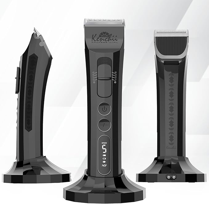 Kenchii Flash Dog Clippers for Grooming 4-in-1 Digital Cordless Cat & Dog Grooming Clipper for Pet Care, Precision Pet Grooming Trim, Shape, and Style Effortlessly, Black