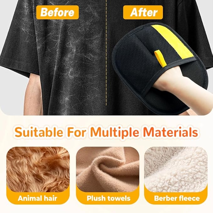 2025 Upgrade Pet Hair Remover Electrostatic Gloves, Reusable Pet Hair Removal Glove for Cats & Dogs, Premium Cat & Dog Hair Remover Mitt for Couch Furniture Carpet Car Seat (2)