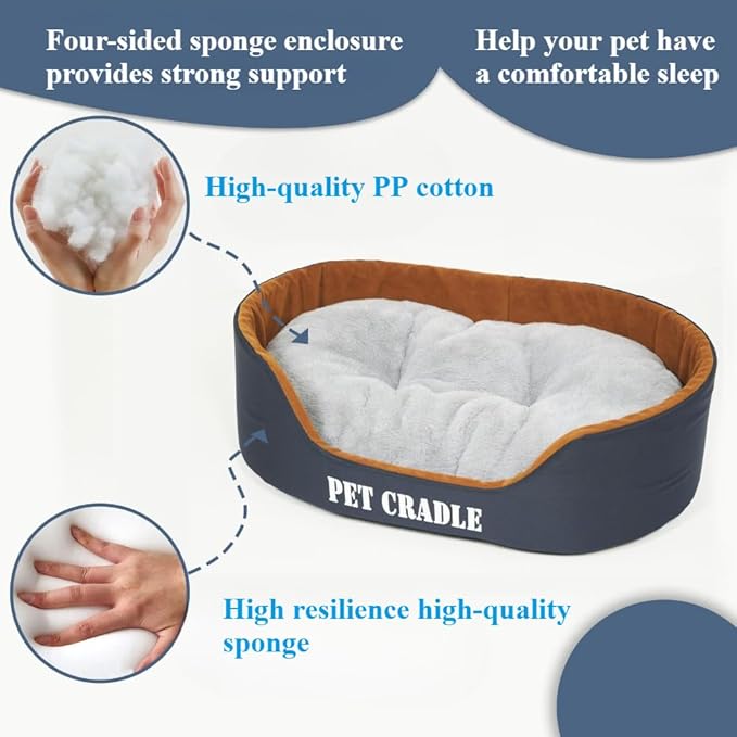 Dog Bed Orthopedic Dog Couch Bed, Waterproof Pet Bed with Removable Washable Mat & Non-Slip Bottom(Grey,27.56''X19.69')