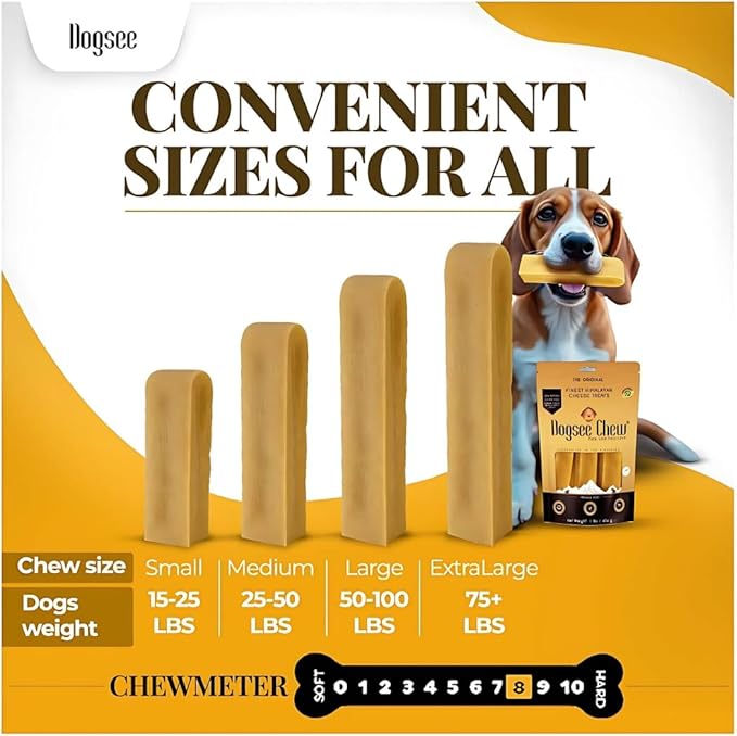 Dogsee Original Himalayan Yak Cheese Chews (XL - 9 Pieces) | Rawhide-Free | Long-Lasting | Fights Plaque & Tartar | Helps Clean Teeth