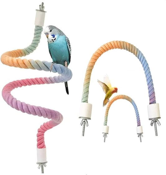 3 PCS of Bird perches Gradient Ropes, Used as Climbing Ropes for Parrot Cages, Rope Perch with Double Bird cage Swing Toy- Swing