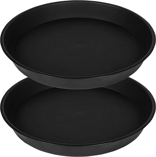 2 Pack of 10 inch Plant Saucer Gray, Heavy Duty Plastic Plant Saucer 10 inch Round, Durable Plant Tray for Pots, Plant Saucers for Indoors, Plant Trays for Planter 9"/10" (10", Black)