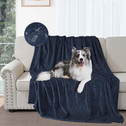 DUJUIKE Waterproof Bed Blanket, Waterproof Pet Blanket, Double-Sided Flannel Leak-Proof and Spill-Proof Cover Blanket for Dogs and Cats, Home Protection Cover, Camping and Travel (30"×40", Navy Blue)