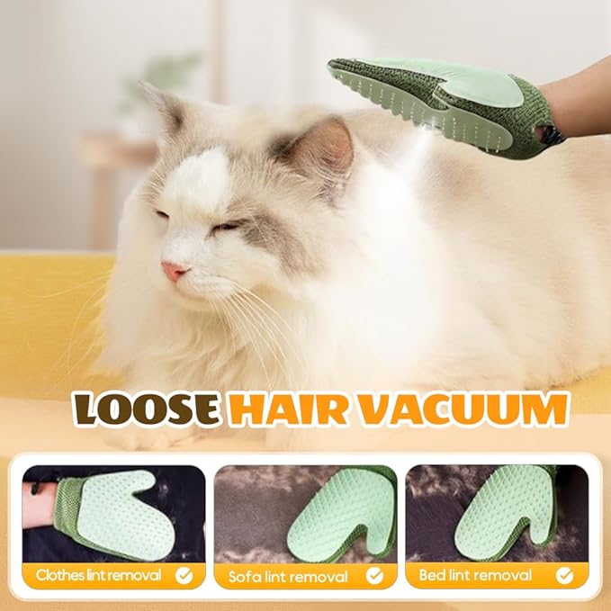 All-in-One Grooming Mist Glove for Pets, Cat Grooming Steam Gloves, Double Sided Pet Hair Remover Gloves for Clothes Furniture, Removal Glove Tool For Long Short Curly Dogs Cats Hair (Pink)