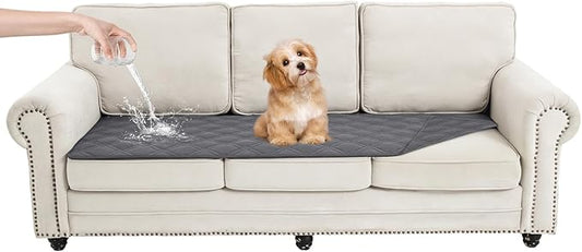 100% Waterproof Dog Couch Protector, Triple-Layer Waterproof Dog Bed Cover Pet Blanket Reversible 2-Tone Sofa Shield, Non-Slip Furniture Guard for Pets(30×71 Inch, Gray+Gray)