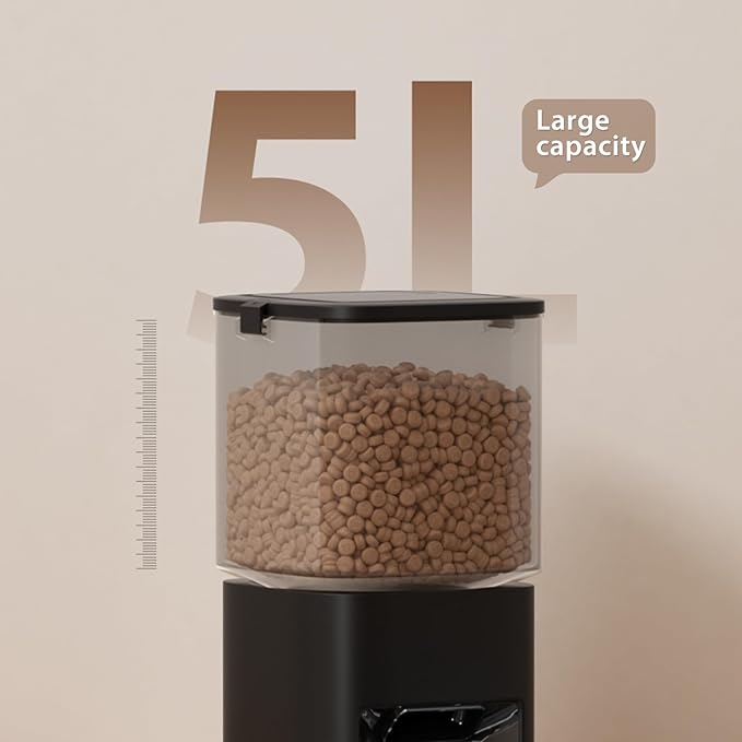 Automatic Cat Feeder, 5L/21 Cup Timed Automatic Pet Feeder, Dual Power Auto Dog Feeders, Pet Dry Food Dispenser for Cats & Small Dogs, 1-10 Meal Programmable 1-15 Portion Control Cat Feeder(Not WiFi)