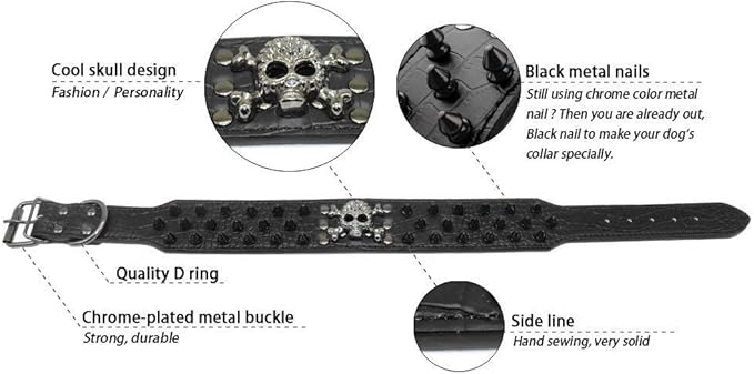 Serijoars Spiked Studded Dog Collar, PU Leather Dog Collar, Adjustable Pet Collars for Medium or Large Breed Pet (L, Gold Brown2)