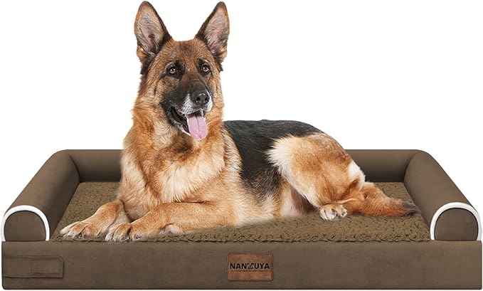 Large Dog Bed Orthopedic Washable: Extra Large Sized Beds for Jumbo Dogs Egg Crate Foam Sofa Couch Waterproof Removable Cover - Dark Coffee
