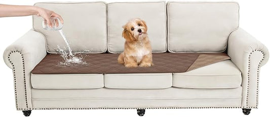 100% Waterproof Dog Couch Protector, Triple-Layer Waterproof Dog Bed Cover Pet Blanket Reversible 2-Tone Sofa Shield, Non-Slip Furniture Guard for Pets(30×71 Inch, Brown+Taupe)