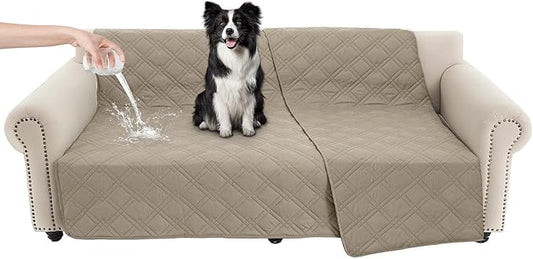 100% Waterproof Dog Couch Protector, Triple-Layer Waterproof Dog Bed Cover Pet Blanket Reversible 2-Tone Sofa Shield, Non-Slip Furniture Guard for Pets(68×82 Inch, Khaki+Khaki)