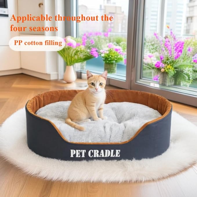 Dog Bed Orthopedic Dog Couch Bed, Waterproof Pet Bed with Removable Washable Mat & Non-Slip Bottom(Blue,23.62''X15.75'')