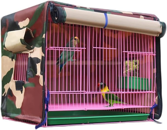 MANON ROSA Bird Cage Cover - Lightproof Birdcage Covers Nighttime- Ideal for Parrots Cockatiels Parakeets Cockatoos Lovebirds Finches Budgerigars Conure (XXL(23.6" Lx15.7 Wx15.7 H),Camouflage)