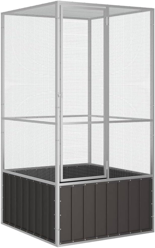 Steel Bird Cage, Large Flight King Bird Cage for Cockatiels African Grey Quaker Amazon Sun Parakeets Green Cheek Conures Pigeons Parrot Bird Cage Birdcage, Anthracite 43.7"x42.1"x83.3" -AA
