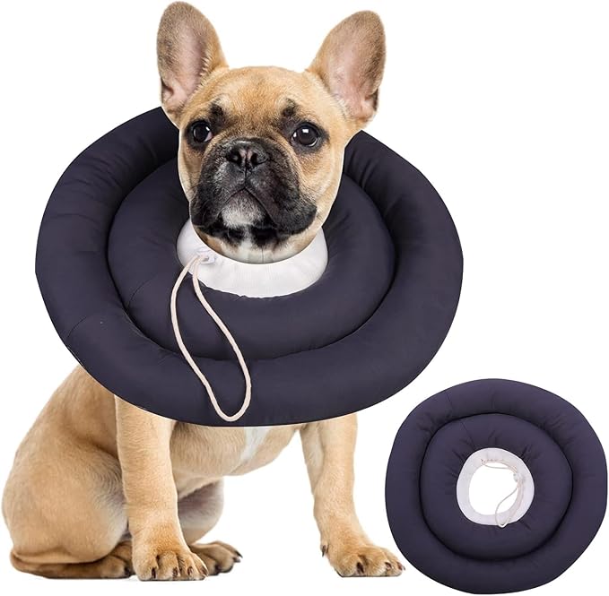 IDOMIK Dog Recovery Collar, Waterproof Soft Dog Cone After Surgery, Comfy Protective Elizabethan Collar Alternative for Dogs Cats, Adjustable Pet Neck Donut Cone Anti-Licking Biting Wounds,Grey,S