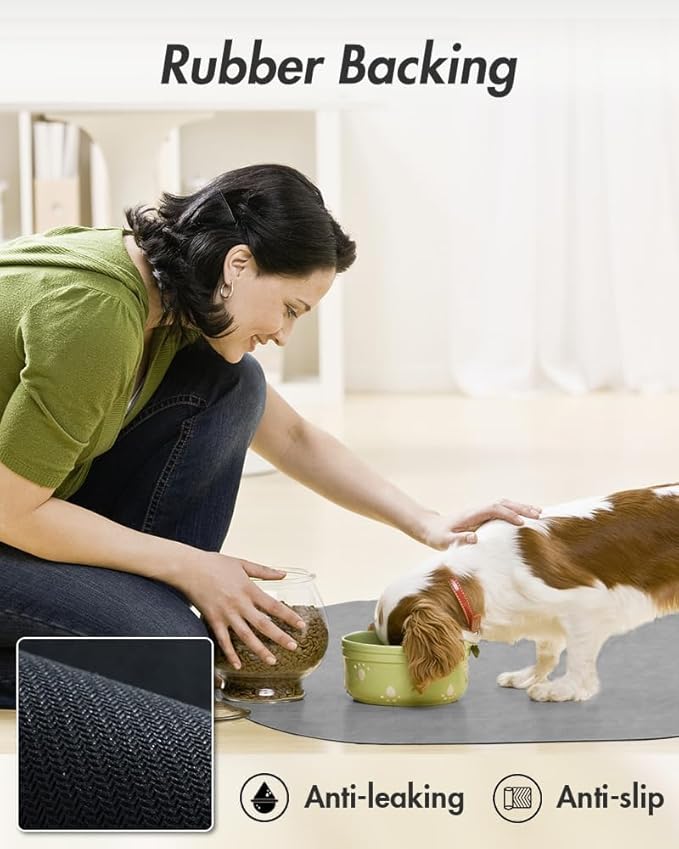 Absorbent Food Mat for Dogs - Quick Dry, No Stains, Prevents Mess from Food & Water Bowls
