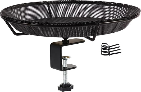 Deck Mounted Bird Feeder Bowl with 1.8 inch Thick Iron Clamp - Detachable Outdoor Decor for Garden Backyard Patio and Deck - Perfect for Attracting Birds