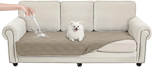 100% Waterproof Dog Couch Protector, Triple-Layer Waterproof Dog Bed Cover Pet Blanket Reversible 2-Tone Sofa Shield, Non-Slip Furniture Guard for Pets(35×71 Inch, Khaki+Khaki)