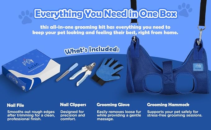 Pet Grooming Hammock for Cats & Small Dogs – Nail Clipping Kit with Sling, Clippers, File, Glove, Straps & Carabiners – Ideal for Trimming & Ear Cleaning – [S/XS] (Pink, Extra-Small)