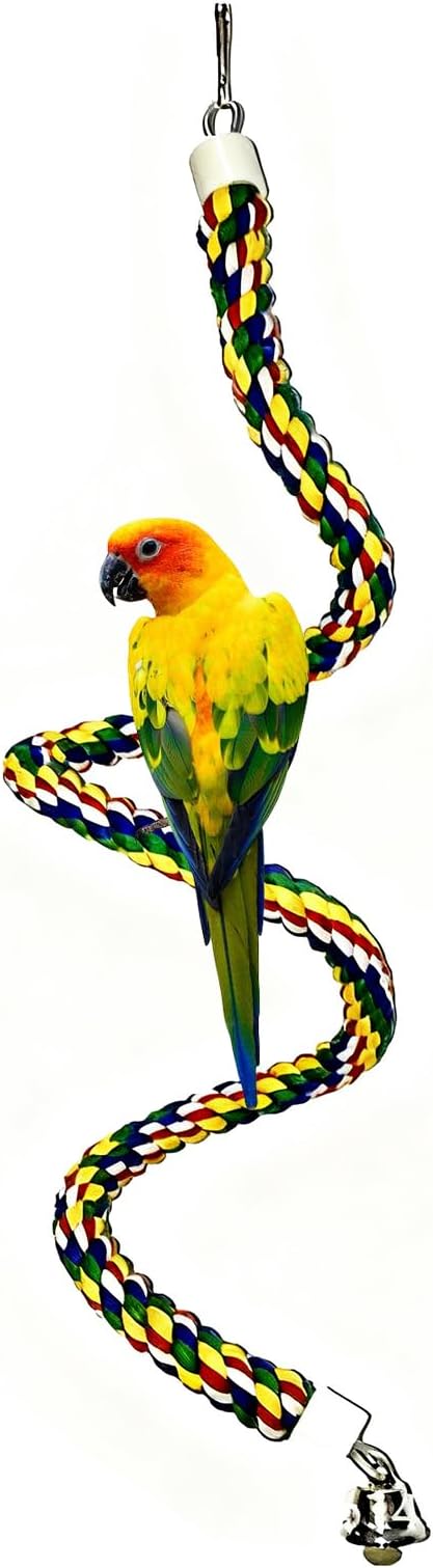 Bird Rope Perch & Birds Swing Set - Bird cage Accessories, Rope perches for Conures, Parrots,Cockatiel,Lovebird,Budgerigar,Parakeet perches for cage,Birds perches