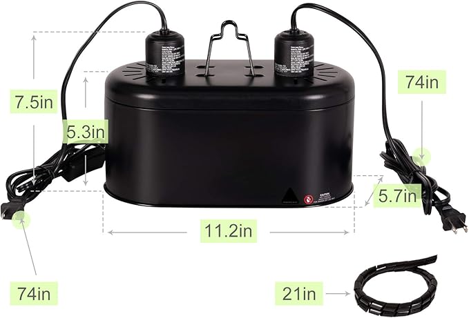 REPTI ZOO Dual Reptile Light Fixture for Reptile Dome UVB Lamp Fixture Dual Reptile Reflector Dome Lamp Cap Combo Integration Design Heat Lighting