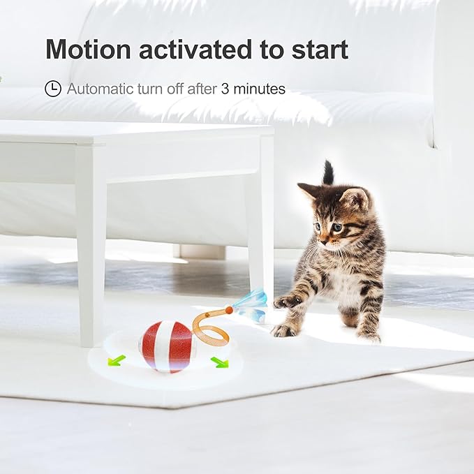 Interactive Cat Toys for Indoor Cats,The 3rd Generation Agile Moving Cat Ball with Elastic Mesh Tail,Automatic Kitten Toys for Bored Indoor Adult Cats,Motion Activated (Orange)