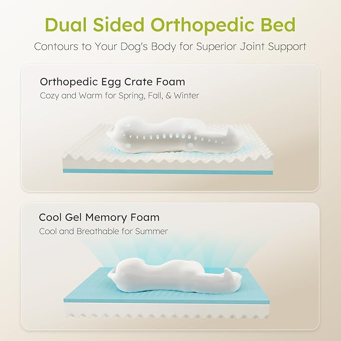 Extra Large Dog Bed, Orthopedic XL Dog Bed with Cooling Gel Memory Foam, Waterproof Pet Bed with Removable Washable Cover, 42" Pet Sofa Couch Dutch Velvet with Bone Toy, Dark Gray