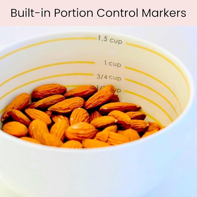 Uba Portion Control Bowl (Porcelain) for Measuring, Bariatric Diet, Diabetes (4 Pack)