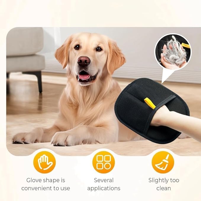 Yomi Pet Hair Remover Glove, Cat Grooming Gloves, Reusable Static Removal Glove for Pet Hair, Versatile Dog Grooming Gloves for Couch, Furniture, Carpet, Car Seat (2PCS)
