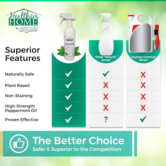 CHOMP! Travel Size Bed Bug & Insect Repellent, Natural, TSA Approved Indoor Pest Control Spray for Travel & Home, Plant-Based Dust Mite, Ant, Spider, Fly Killer, Peppermint Scent, 3.4 Fl Oz