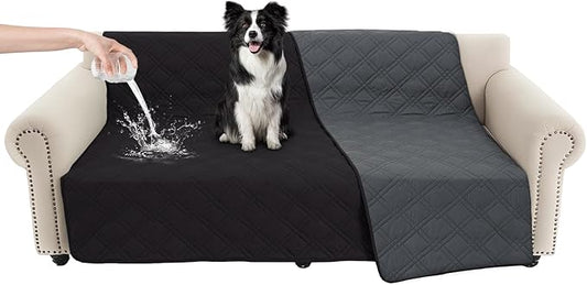 100% Waterproof Dog Couch Protector, Triple-Layer Waterproof Dog Bed Cover Pet Blanket Reversible 2-Tone Sofa Shield, Non-Slip Furniture Guard for Pets(68×82 Inch, Black+Blackish Gray)