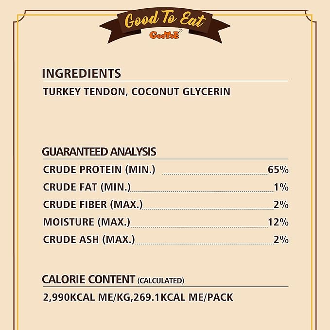 Gootoe Turkey Tendon Dog Treats – 100% USA-Sourced, Natural Snack, Premium Training Chews, Hypoallergenic, Reseal Value Bags, Size for Medium & Small Dogs, Braid (Medium) 3.17 oz/Pack (90gm)
