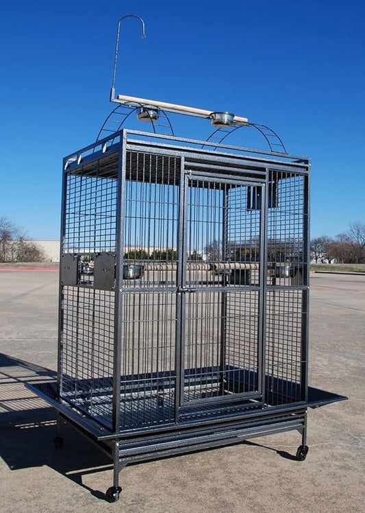 40"x30"x72"H, XX-Large Double Ladders Open Play Top Wrought Iron Bird Parrot Parttot Finch Macaw Cockatoo Cage, Include Seed Guard and Toy Hook