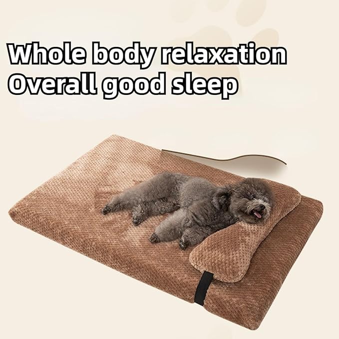 Dog Bed for Small Medium Large Dogs, Dog Mattress with Removable Pillow for Crate Kennel, Sofa Dog Bed, Super Soft Pet Bed for Dogs and Cats, Pet Beds & Furniture (Brown,Small)